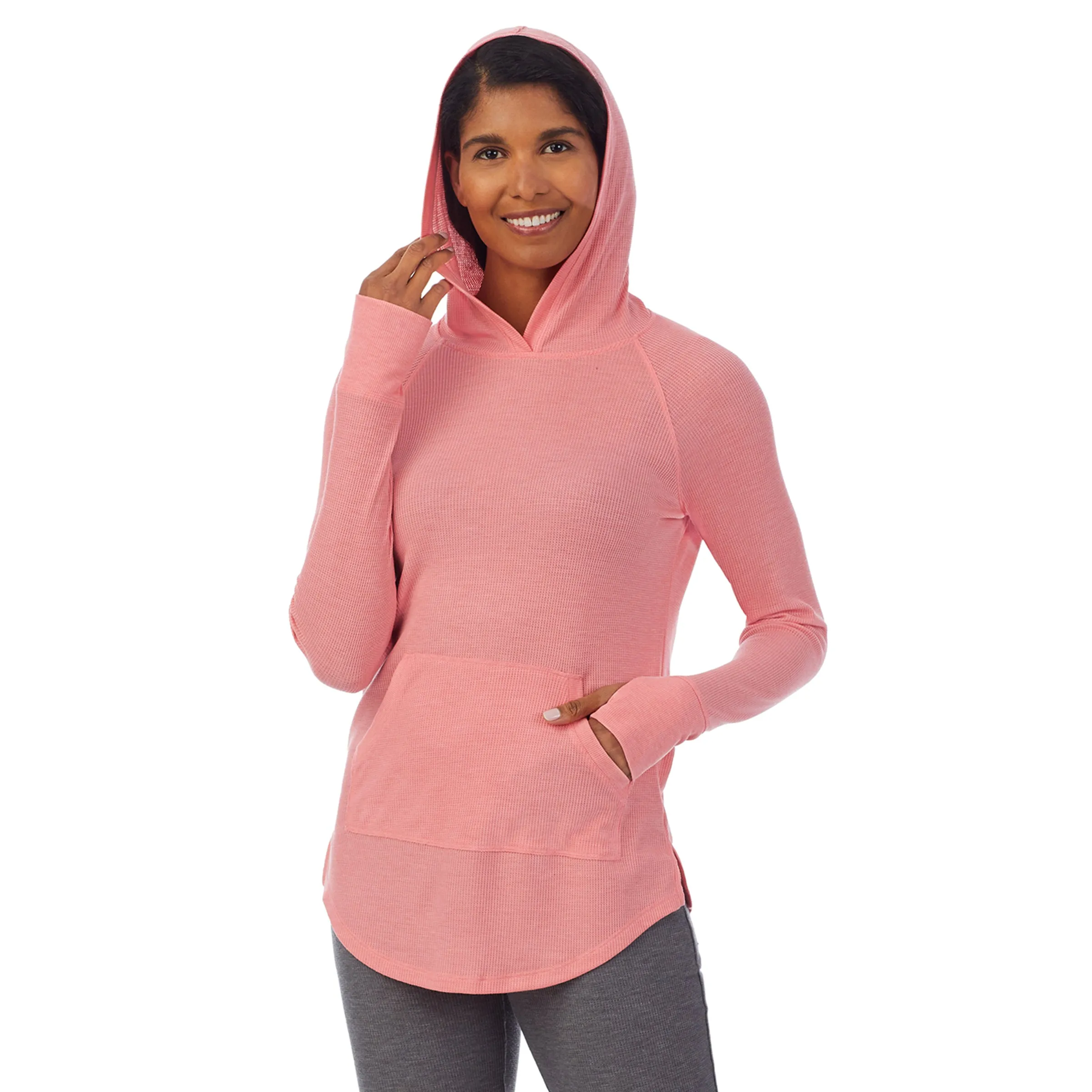 Stretch Thermal Long Sleeve Hoodie Tunic