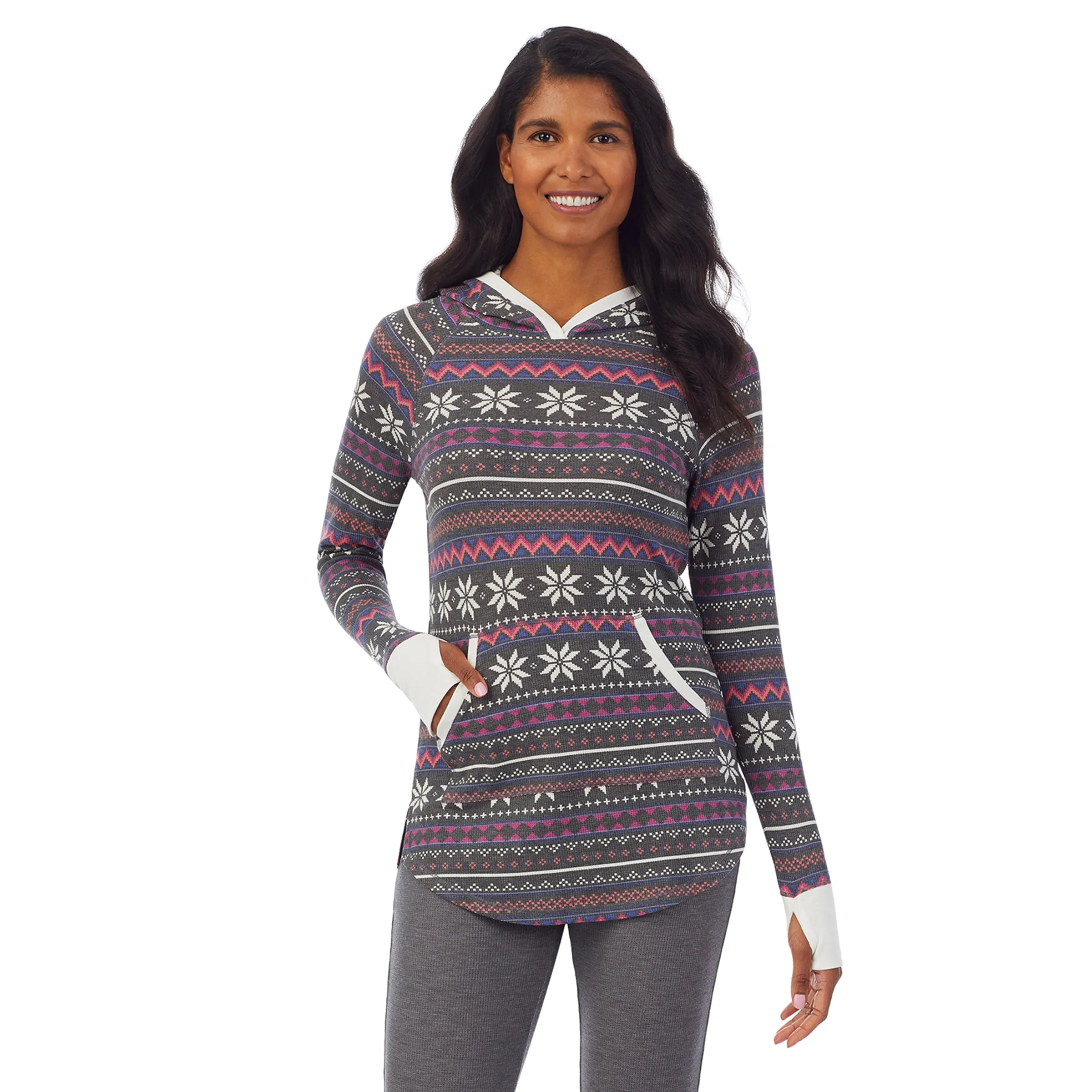 Stretch Thermal Long Sleeve Hoodie Tunic