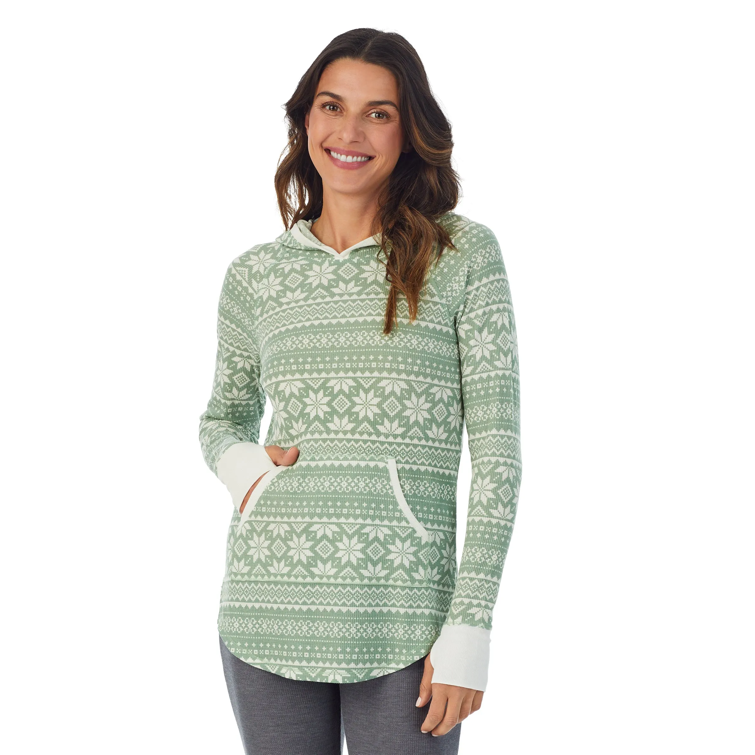 Stretch Thermal Long Sleeve Hoodie Tunic