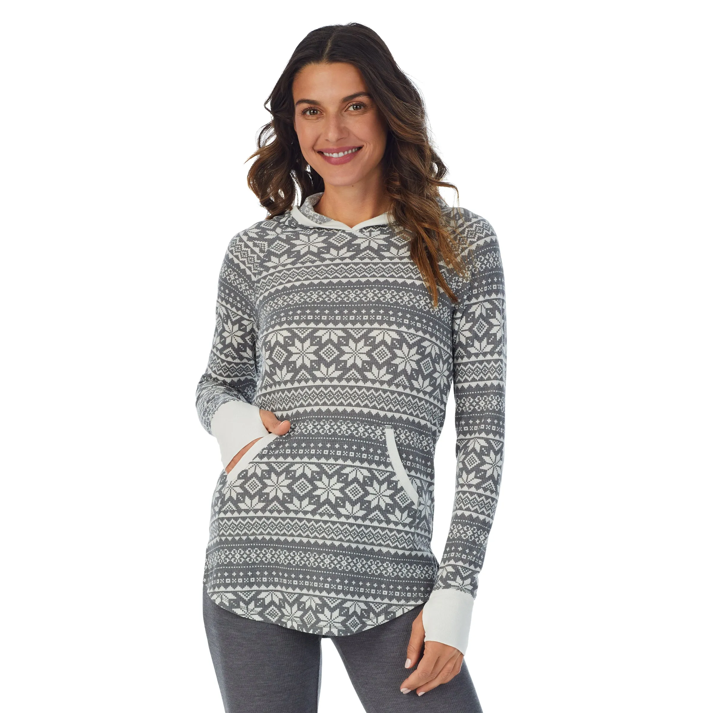 Stretch Thermal Long Sleeve Hoodie Tunic