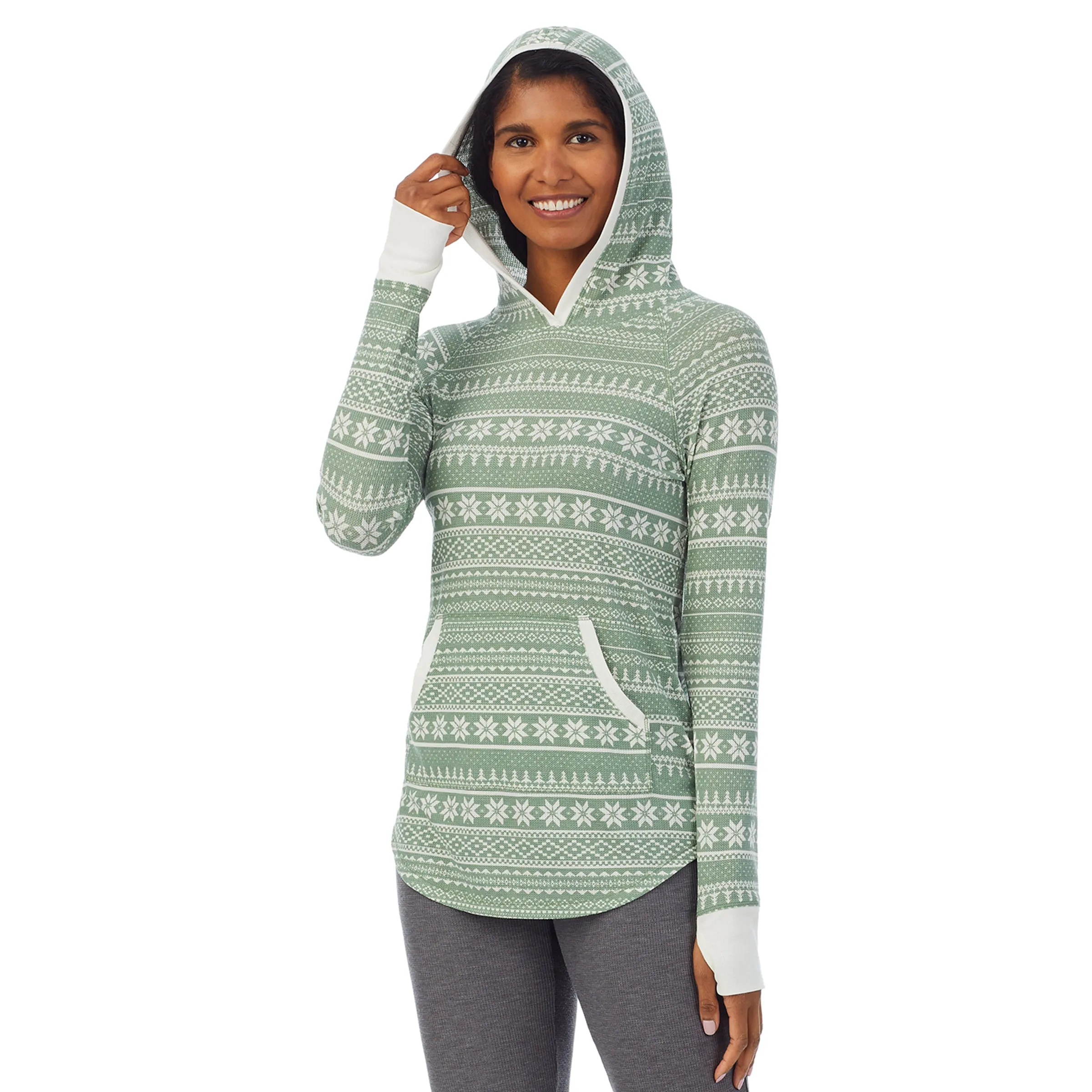 Stretch Thermal Long Sleeve Hoodie Tunic