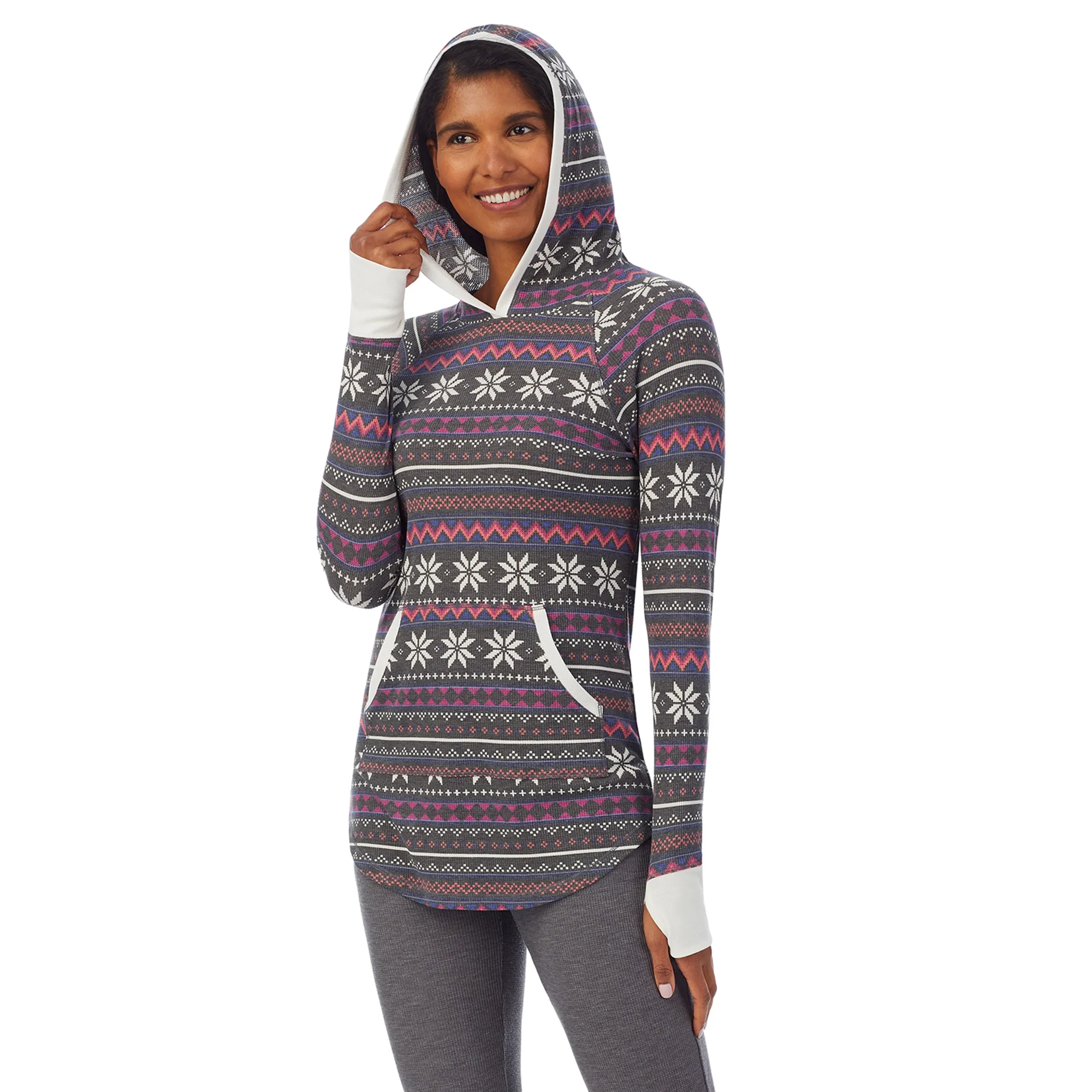 Stretch Thermal Long Sleeve Hoodie Tunic
