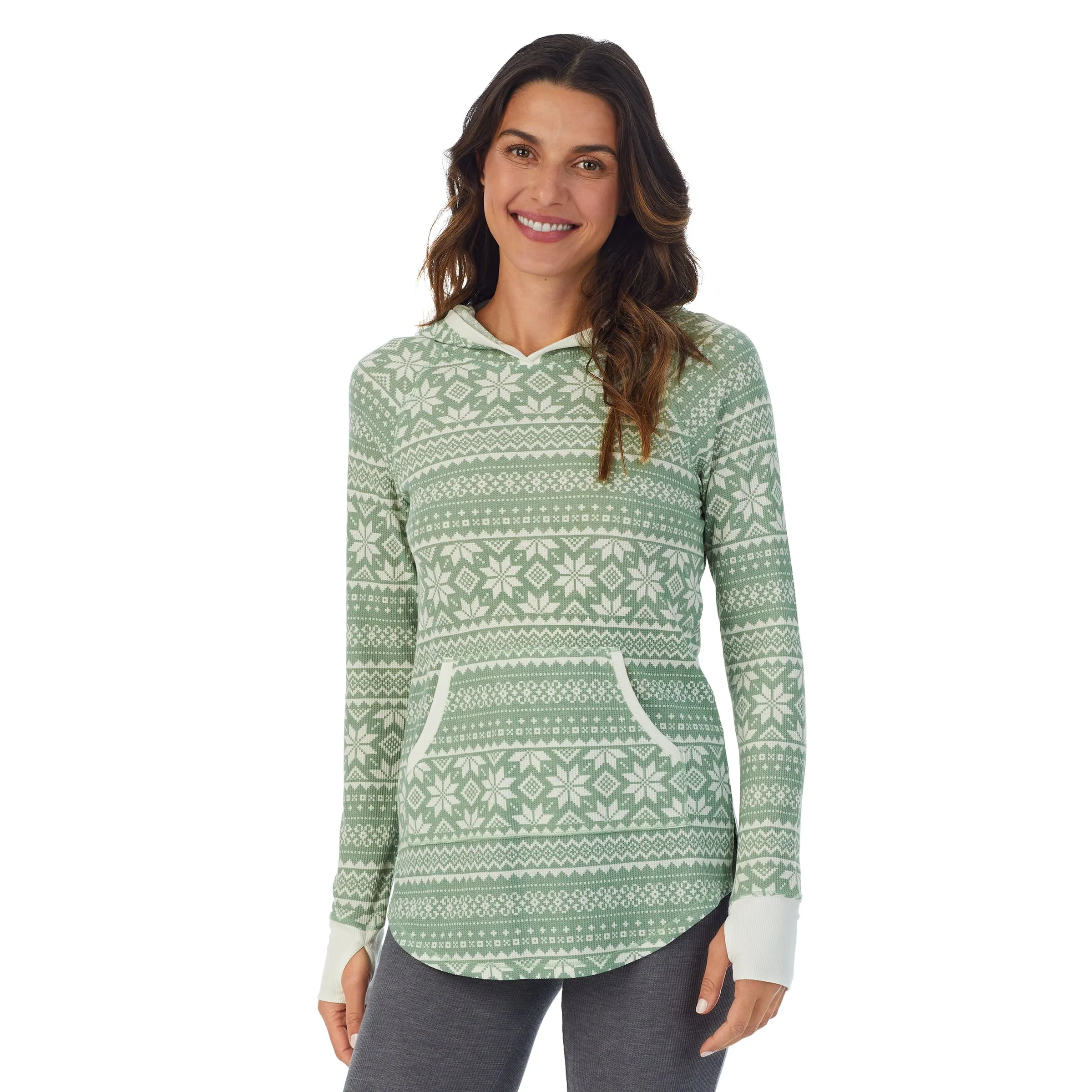 Stretch Thermal Long Sleeve Hoodie Tunic