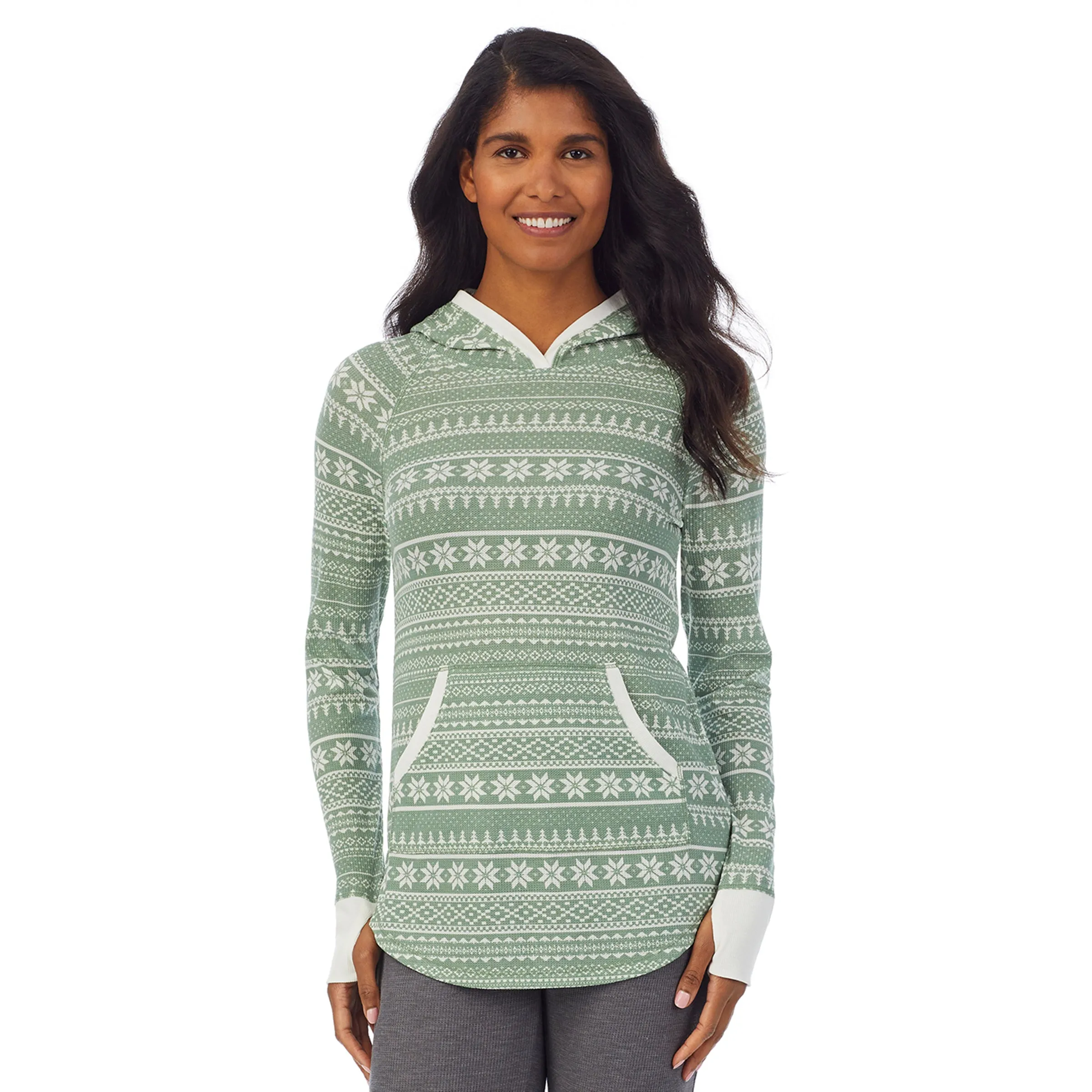 Stretch Thermal Long Sleeve Hoodie Tunic