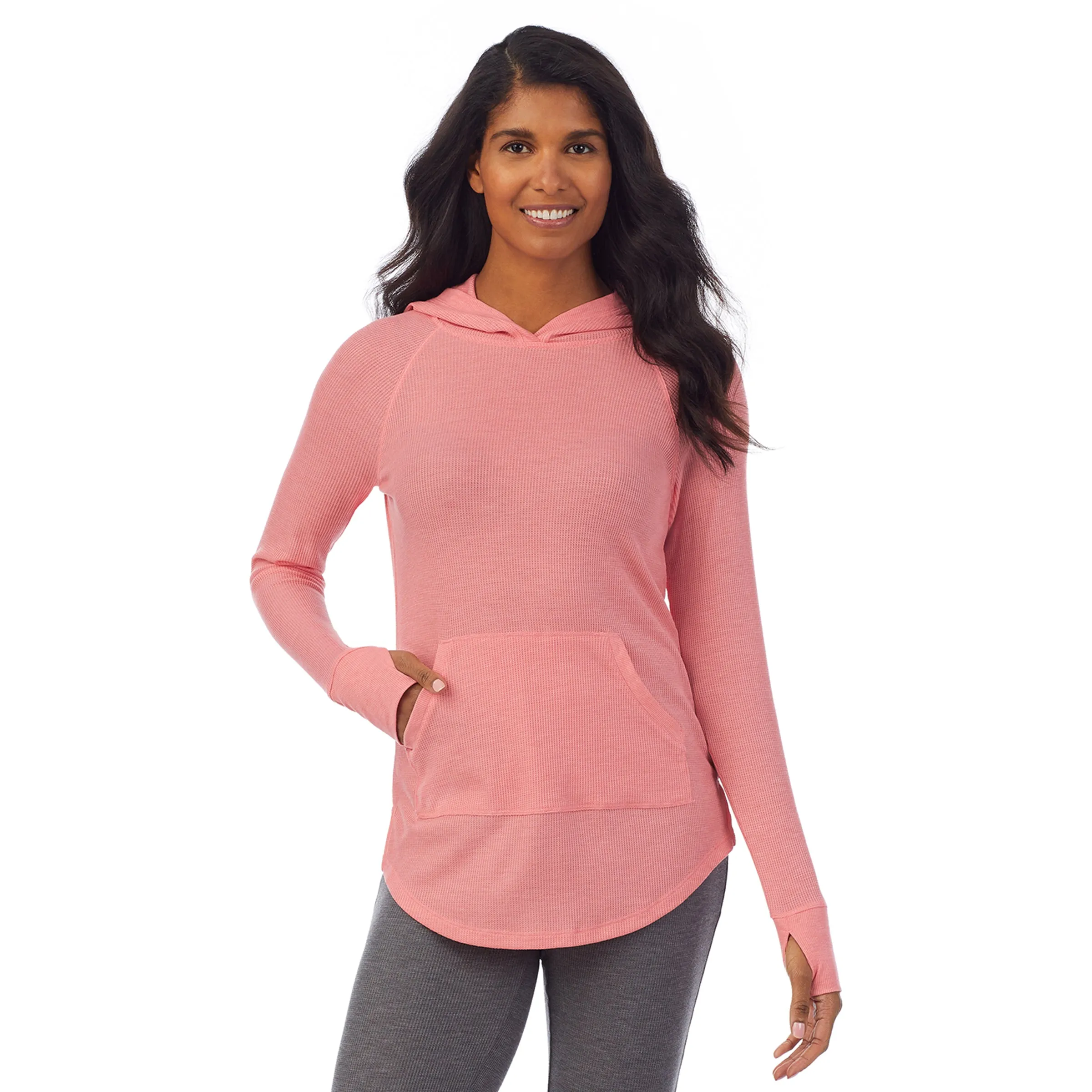 Stretch Thermal Long Sleeve Hoodie Tunic