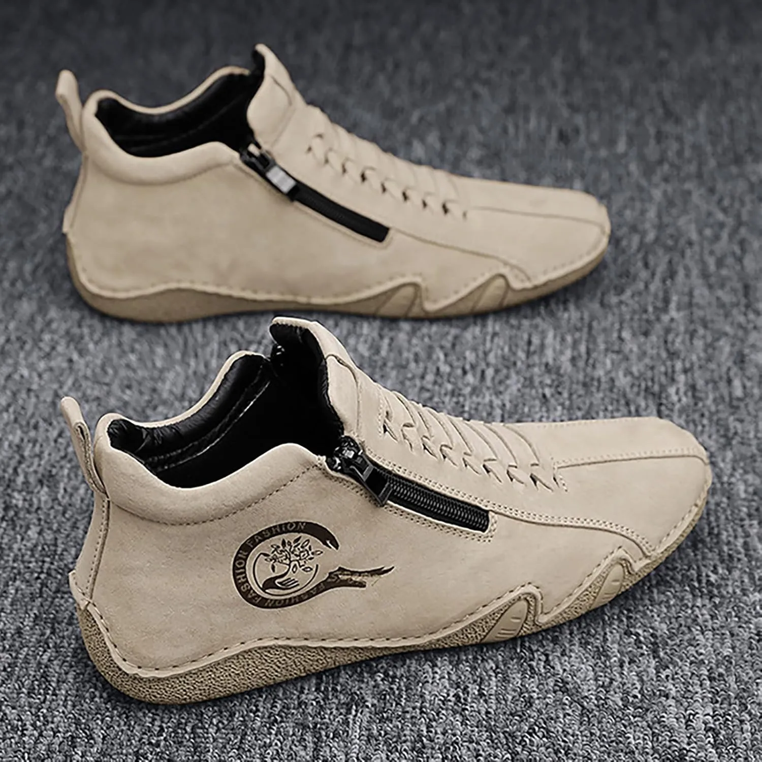 Suede Boots for Men Waterproof Leather Sneakers Casual Non-Slip Walking Shoes Breathable Outdoor Shoes 2024