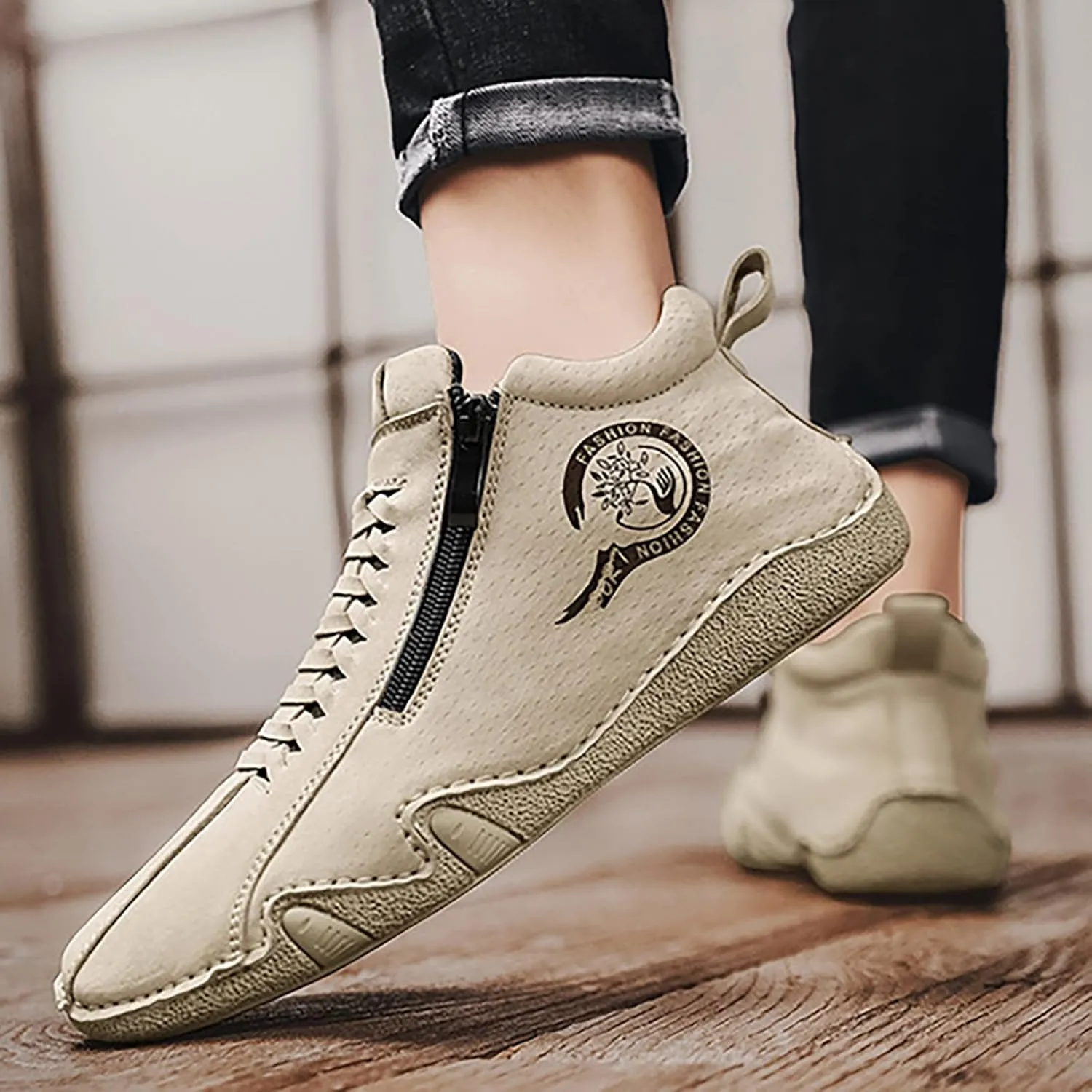 Suede Boots for Men Waterproof Leather Sneakers Casual Non-Slip Walking Shoes Breathable Outdoor Shoes 2024