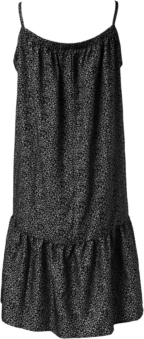 Summer Dresses for Women 2024 Floral Printed Ruffle Hem Spaghetti Sundresses Sleeveless Crewneck Beach Midi Dress