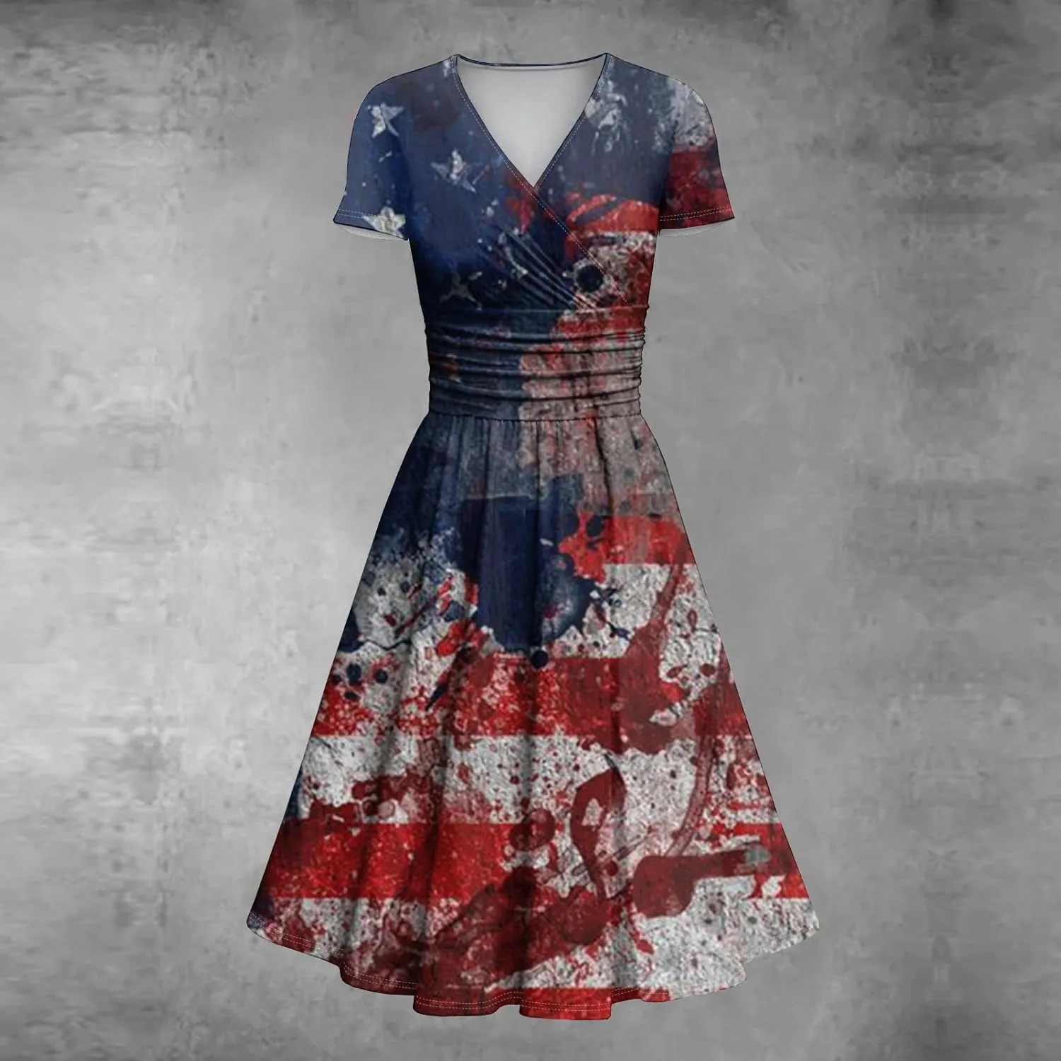 Summer Dresses for Women 2025 4th of July Dress Patriotic American Flag Dress Casual Beach Boho Vintage Midi Dresses