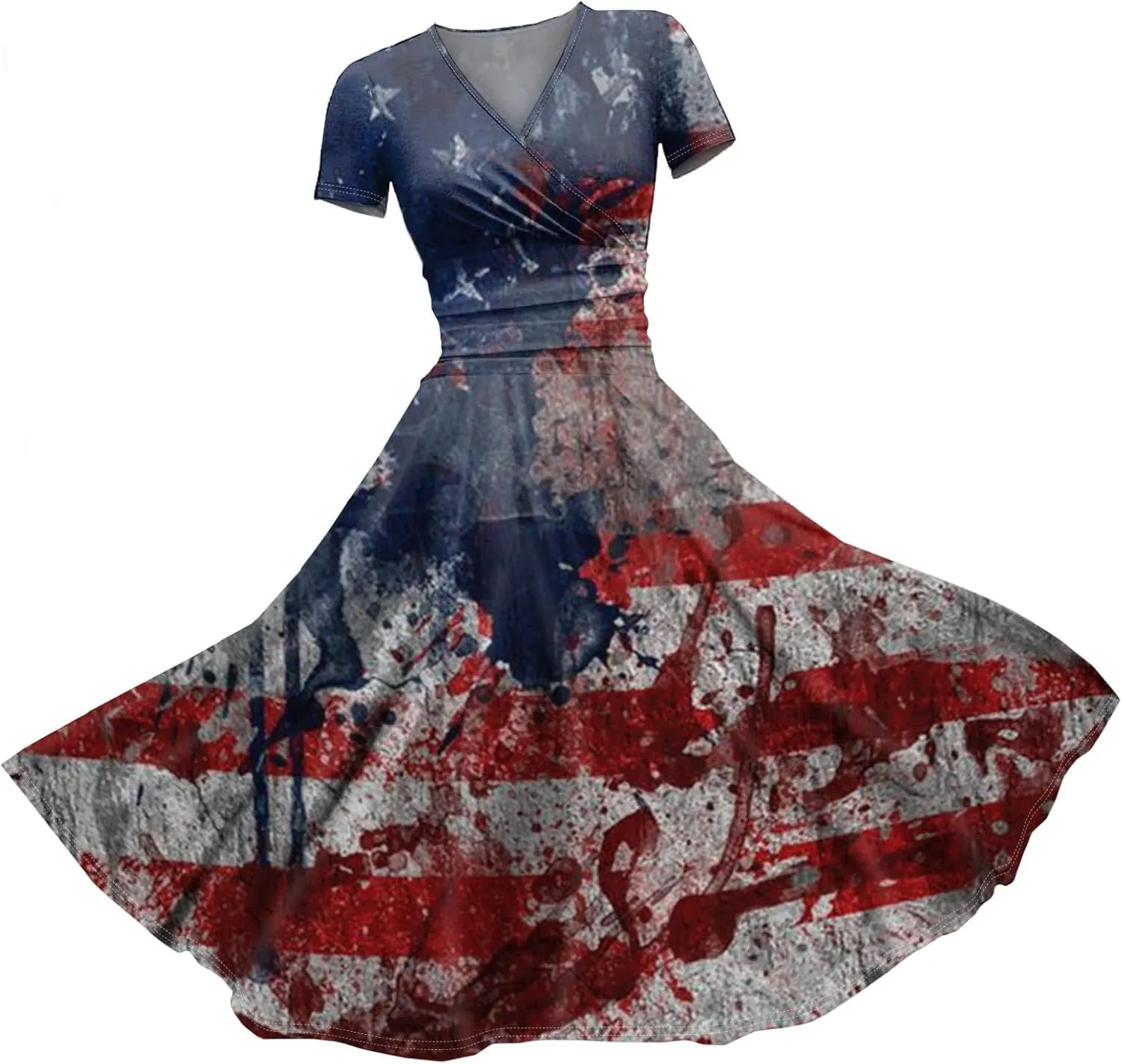 Summer Dresses for Women 2025 4th of July Dress Patriotic American Flag Dress Casual Beach Boho Vintage Midi Dresses