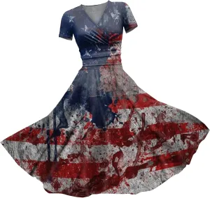 Summer Dresses for Women 2025 4th of July Dress Patriotic American Flag Dress Casual Beach Boho Vintage Midi Dresses