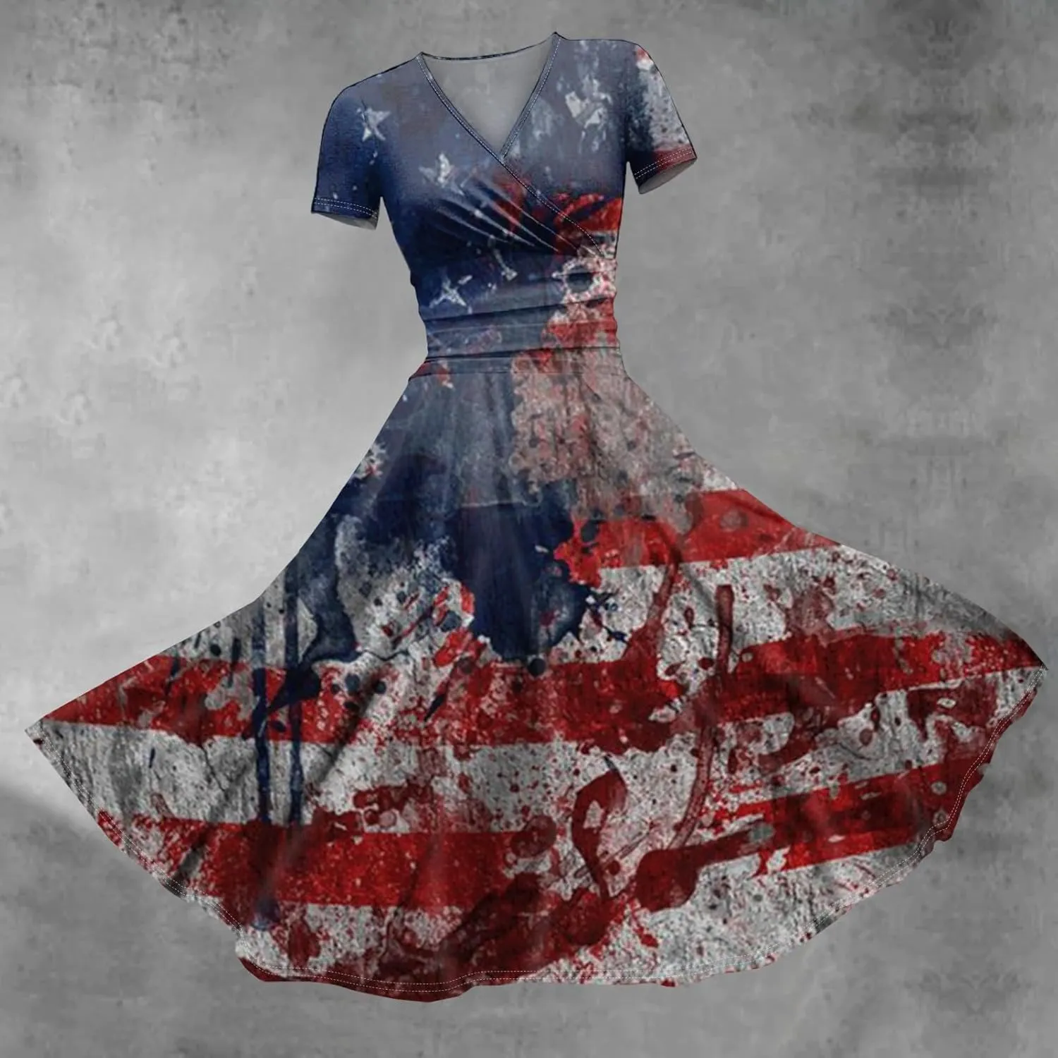 Summer Dresses for Women 2025 4th of July Dress Patriotic American Flag Dress Casual Beach Boho Vintage Midi Dresses