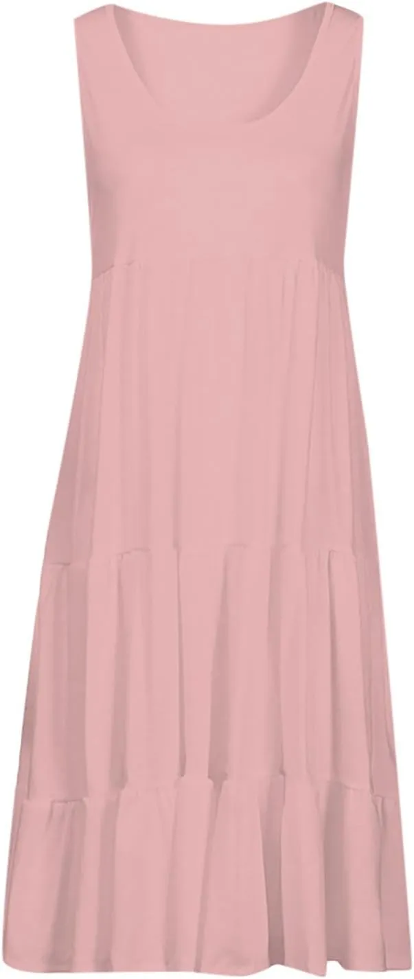 Summer Dresses for Women 2025 Casual Sleeveless Dress Plus Size Beach Sun Dresses Flowy Midi Dresses