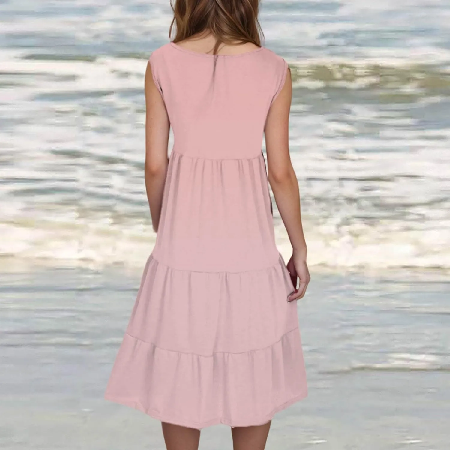Summer Dresses for Women 2025 Casual Sleeveless Dress Plus Size Beach Sun Dresses Flowy Midi Dresses