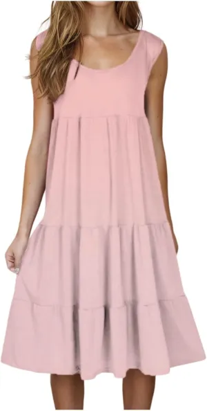 Summer Dresses for Women 2025 Casual Sleeveless Dress Plus Size Beach Sun Dresses Flowy Midi Dresses