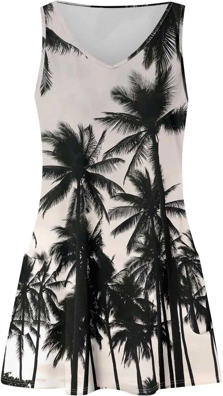 Summer Dresses for Women 2025 Casual V Neck Sleeveless Sundresses Boho Tank Dress Beach Dresses with Pockets