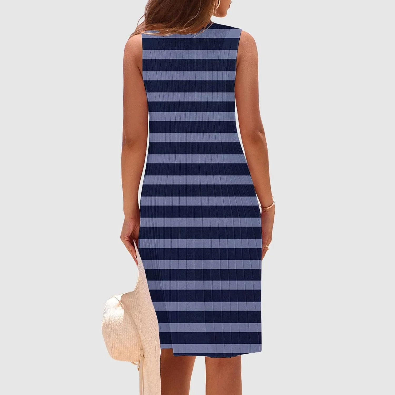 Summer Dresses for Women 2025 Loose Beach Vacation Casual Crew Neck Casual Boho Dress Sleeveless Sundresses with Pockets