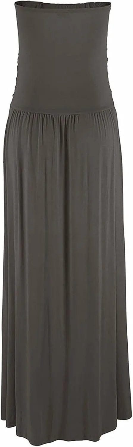Summer Dresses for Women 2025 Strapless Tube Top Maxi Dress Flowy Pleated Long Dress Off Shoulder Boho Beach Party Sundress