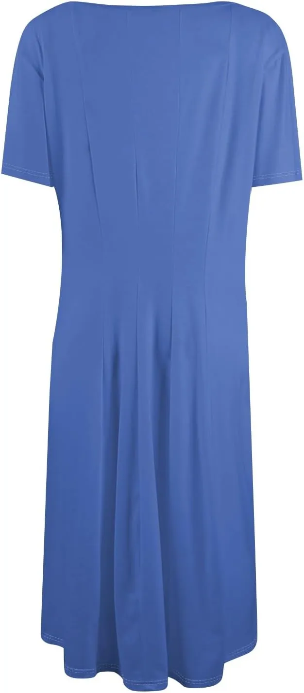 Summer Dresses for Women 2025 Trendy Short Sleeve Scoop Neck Print Beach Boho Tshirt Dress with Pockets