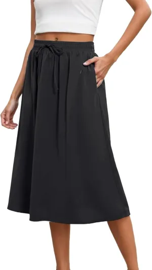 Summer Midi Skirt for Women Elastic Waist Flowy Floral Long Skirts Boho Vacation Beach A-Line Skirts 2025 Fashion