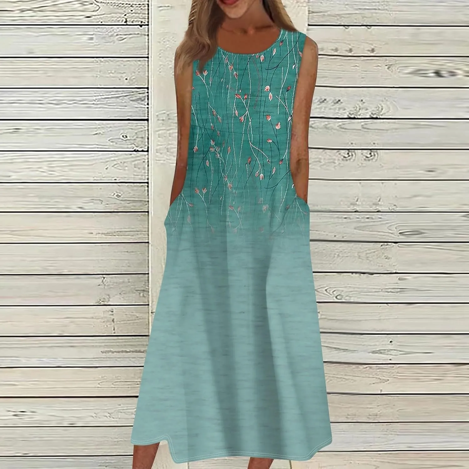 Summer Off The Shoulder Midi Sundresses for Women,Trendy Sleeveless Plus Size Casual Flowy Formal Floral Tank Dress