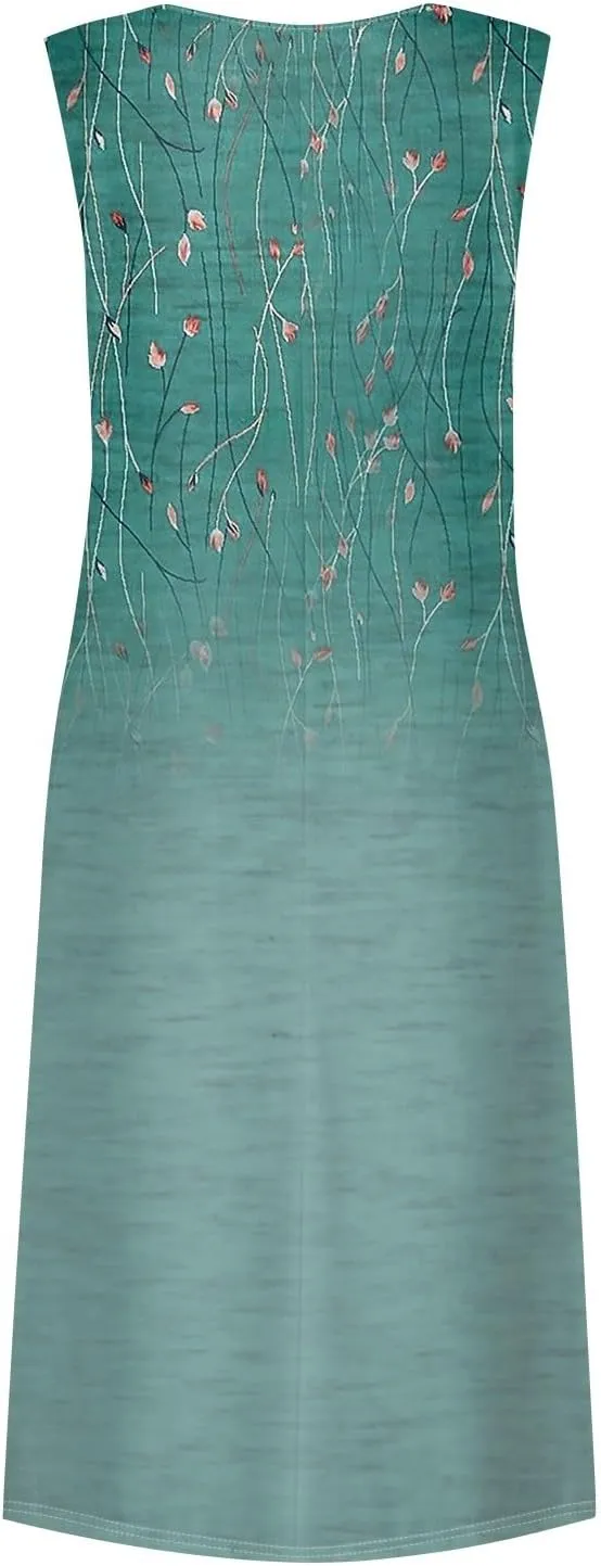 Summer Off The Shoulder Midi Sundresses for Women,Trendy Sleeveless Plus Size Casual Flowy Formal Floral Tank Dress