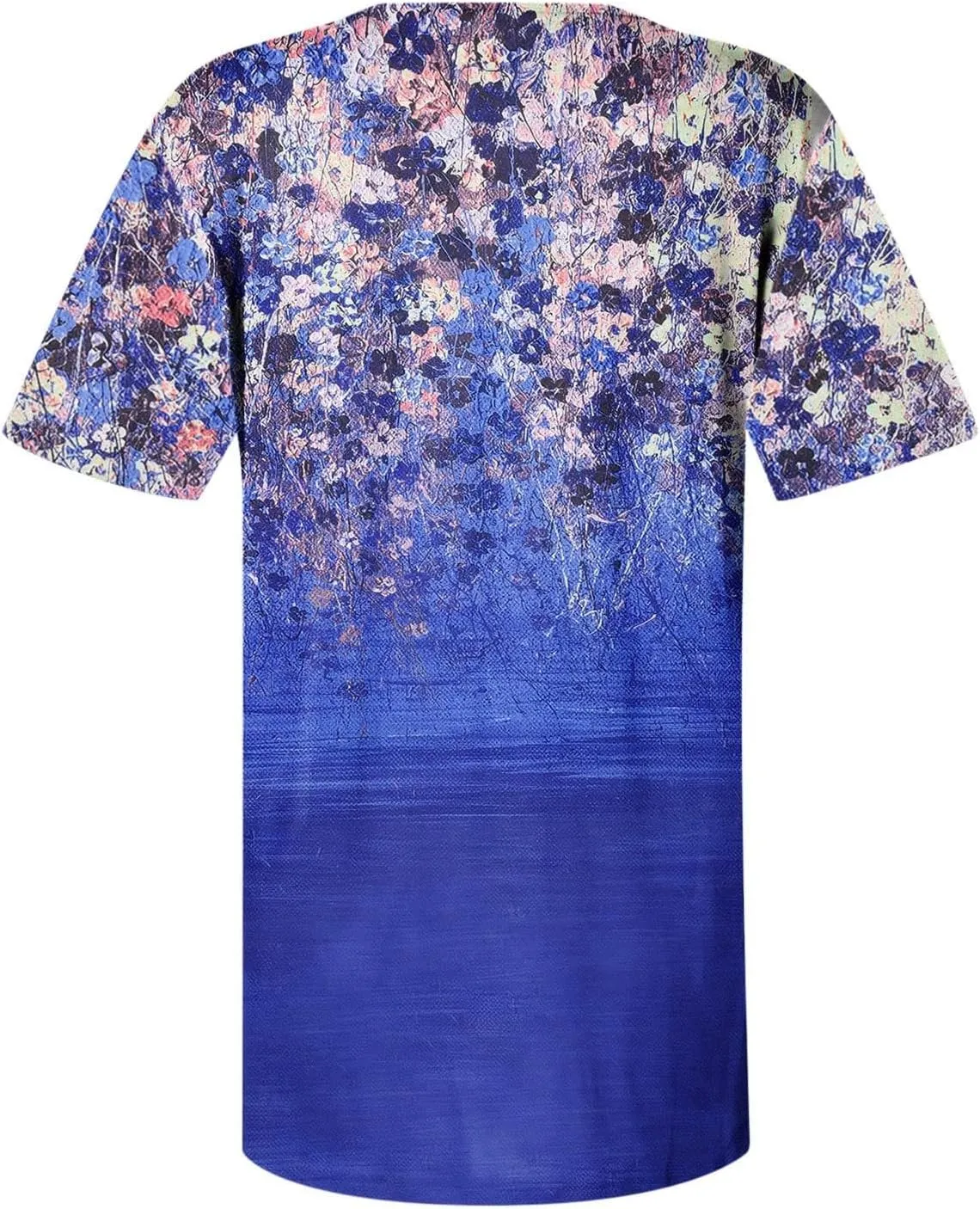 Summer Tops for Women 2025 Trendy Boho Floral Tunic Shirts Short Sleeve Button V Neck Tee Dressy Casual Loose Blouses