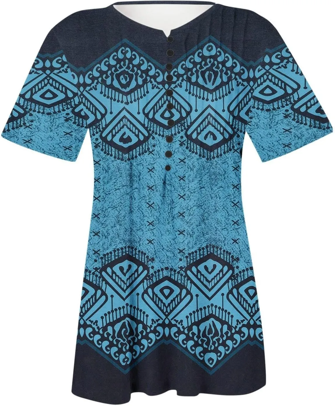 Summer Tops for Women 2025 Trendy Boho Floral Tunic Shirts Short Sleeve Button V Neck Tee Dressy Casual Loose Blouses