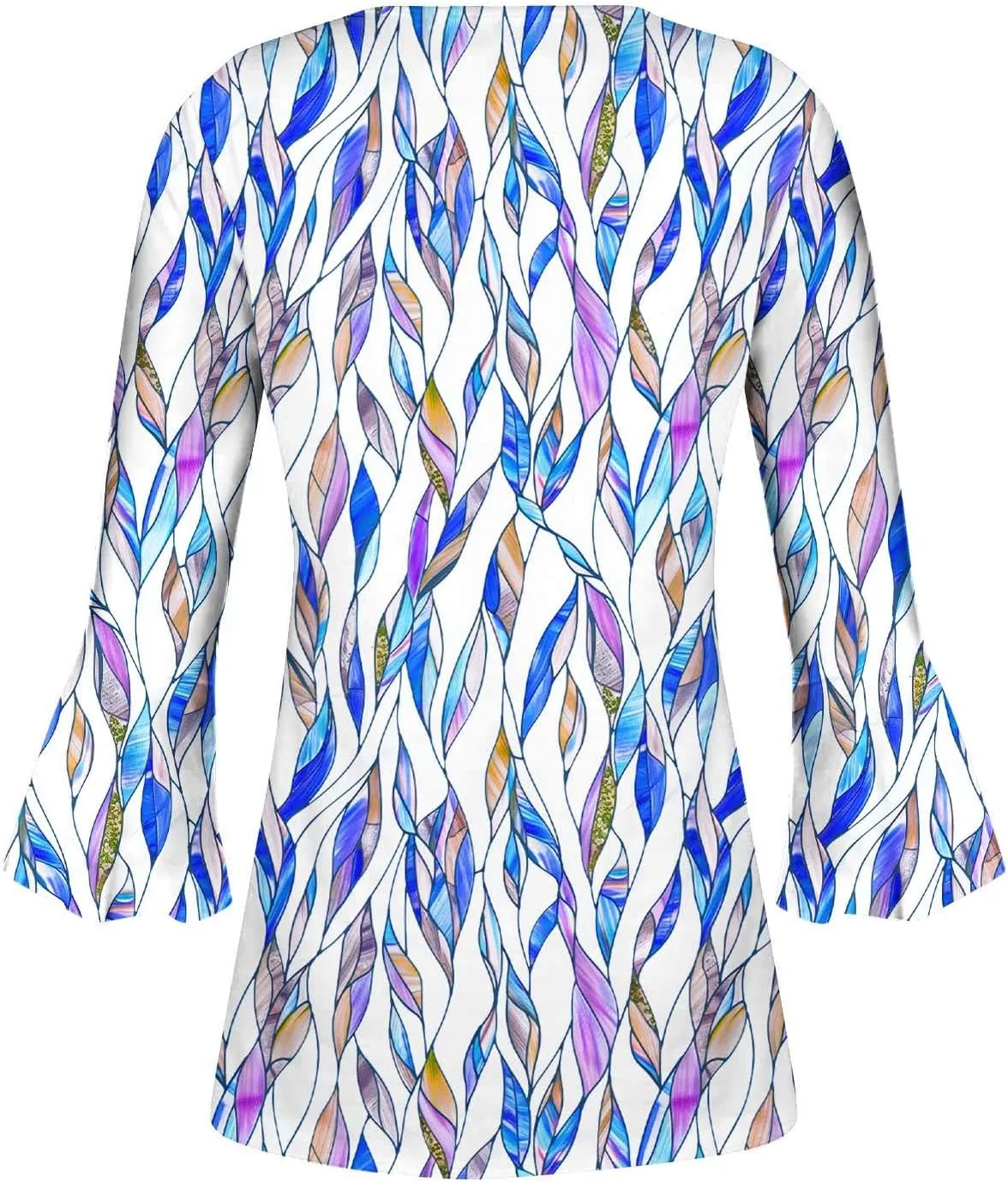 Summer Tops for Women Trendy Boho Vintage 3/4 Sleeve Tunic Blouse V-Neck T-Shirt Casual Floral Spring Fashion Outfits