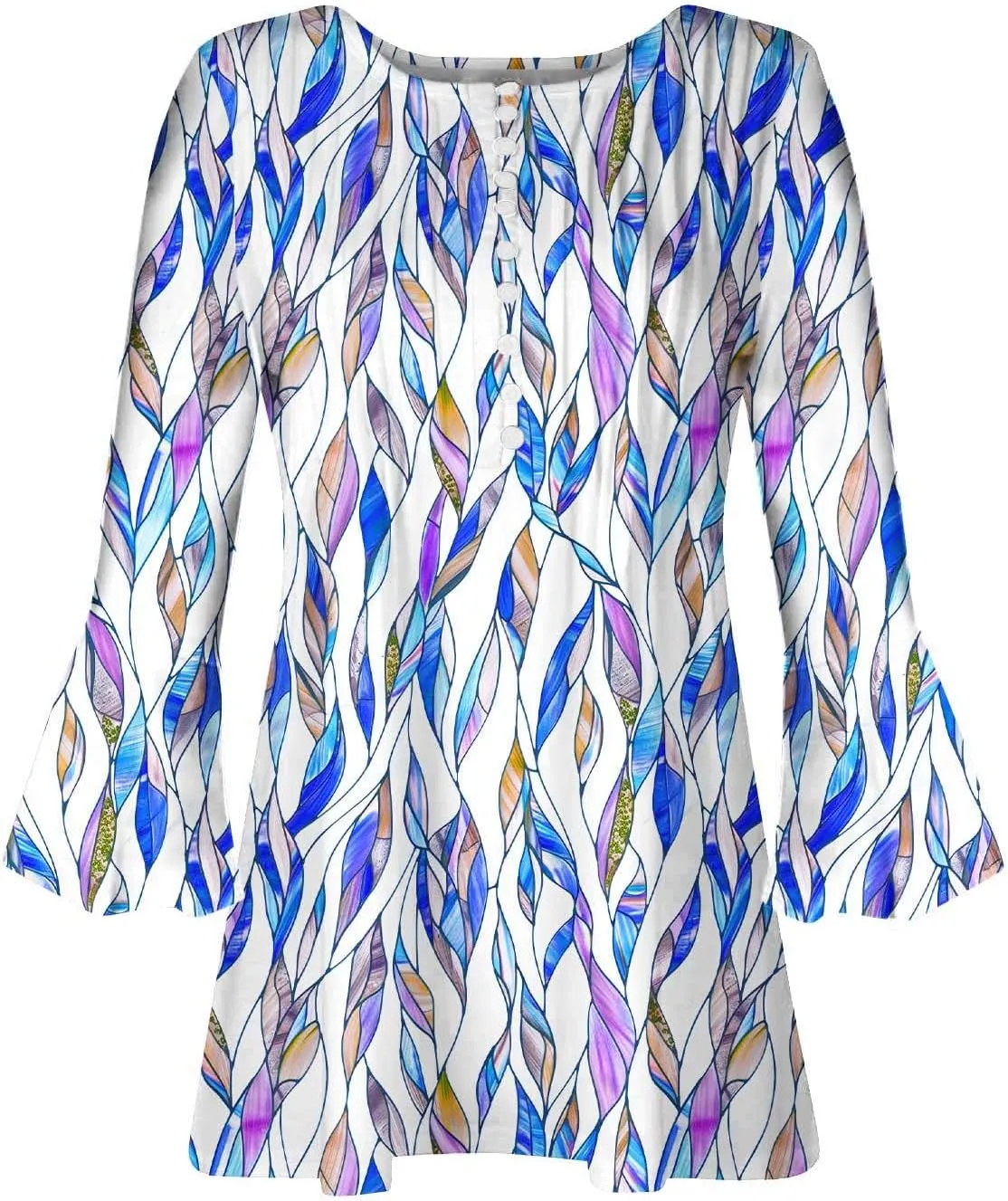 Summer Tops for Women Trendy Boho Vintage 3/4 Sleeve Tunic Blouse V-Neck T-Shirt Casual Floral Spring Fashion Outfits