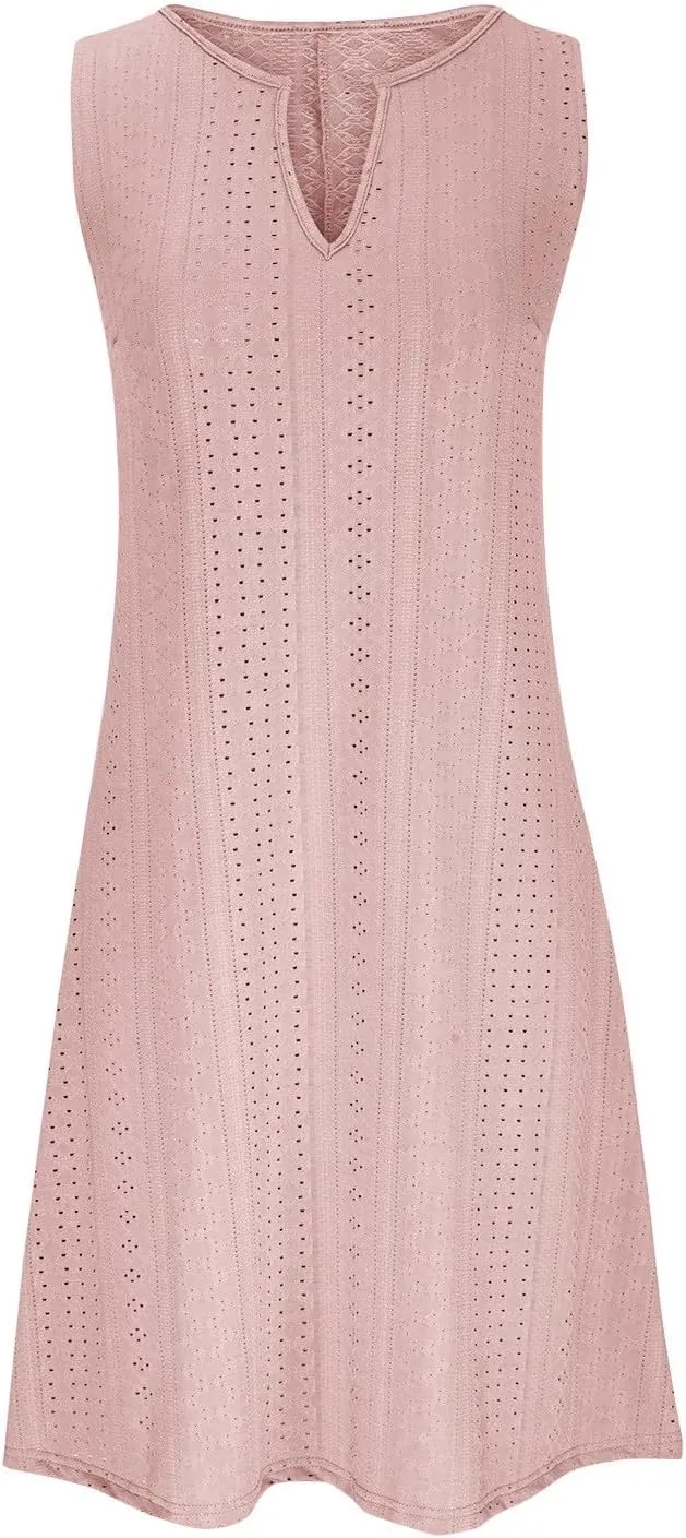 Sundresses for Women 2024 Casual Beach Sleeveless Resort Wear Vacation Sun Dresses Spring Summer Tank Dress