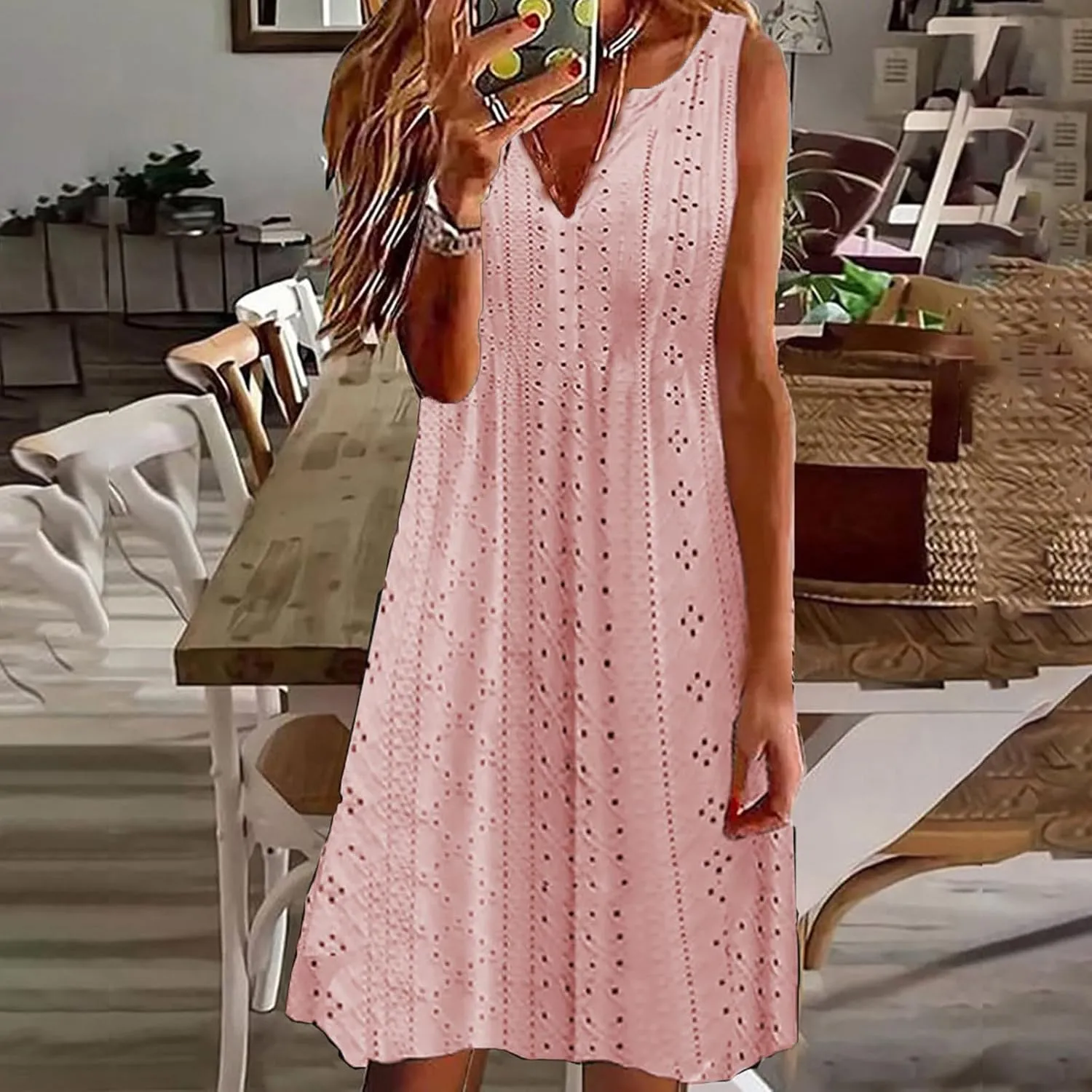 Sundresses for Women 2024 Casual Beach Sleeveless Resort Wear Vacation Sun Dresses Spring Summer Tank Dress