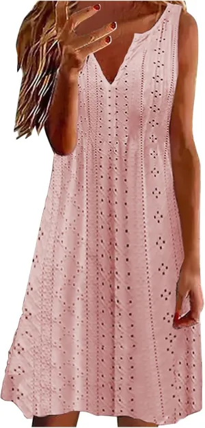 Sundresses for Women 2024 Casual Beach Sleeveless Resort Wear Vacation Sun Dresses Spring Summer Tank Dress
