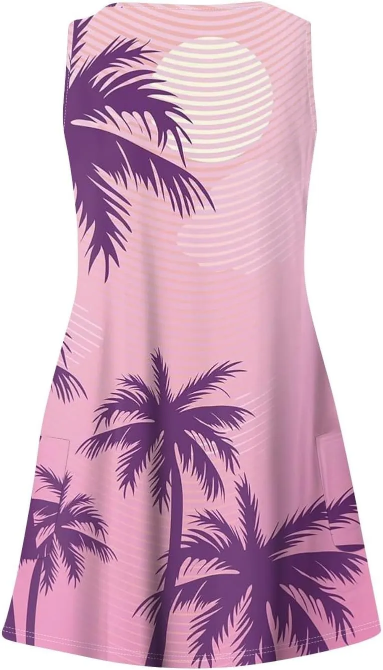 Sundresses for Women Summer Dresses 2025 Eyelet Casual Loose Sleeveless Tank Dress with Pockets A-line Midi Dresses