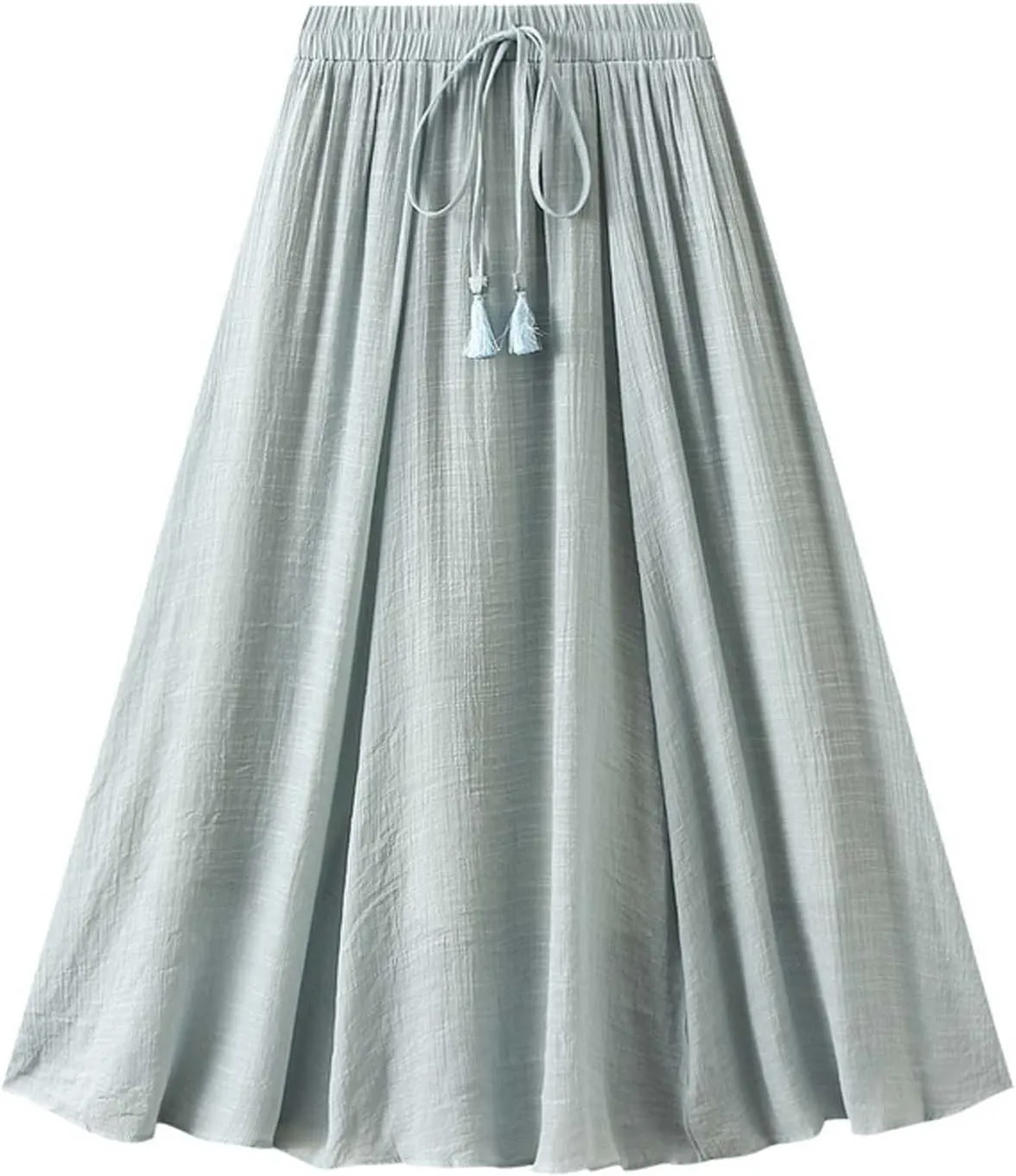 TANGNADE Women's Bohemian Elastic Waist Band Cotton Linen Flowy Maxi Skirt Dress Fashion Trendy Summer Beach Casual Skirts