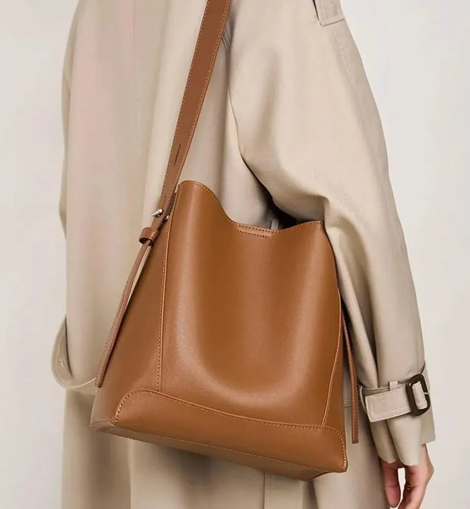Trendy Large Capacity Bucket Bag Vegan leather Purse for Women Versatile Shoulder Handbag Work Satchel Bag 2025