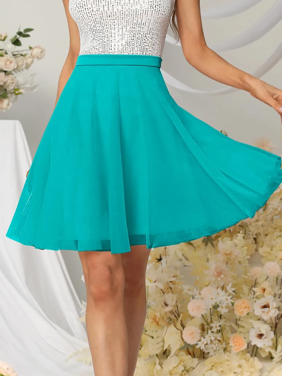 Tulle Tutus Skirts for Women Knee Length Skirts Casual Aline Slirts Cute Puffy Wedding Prom Skirts