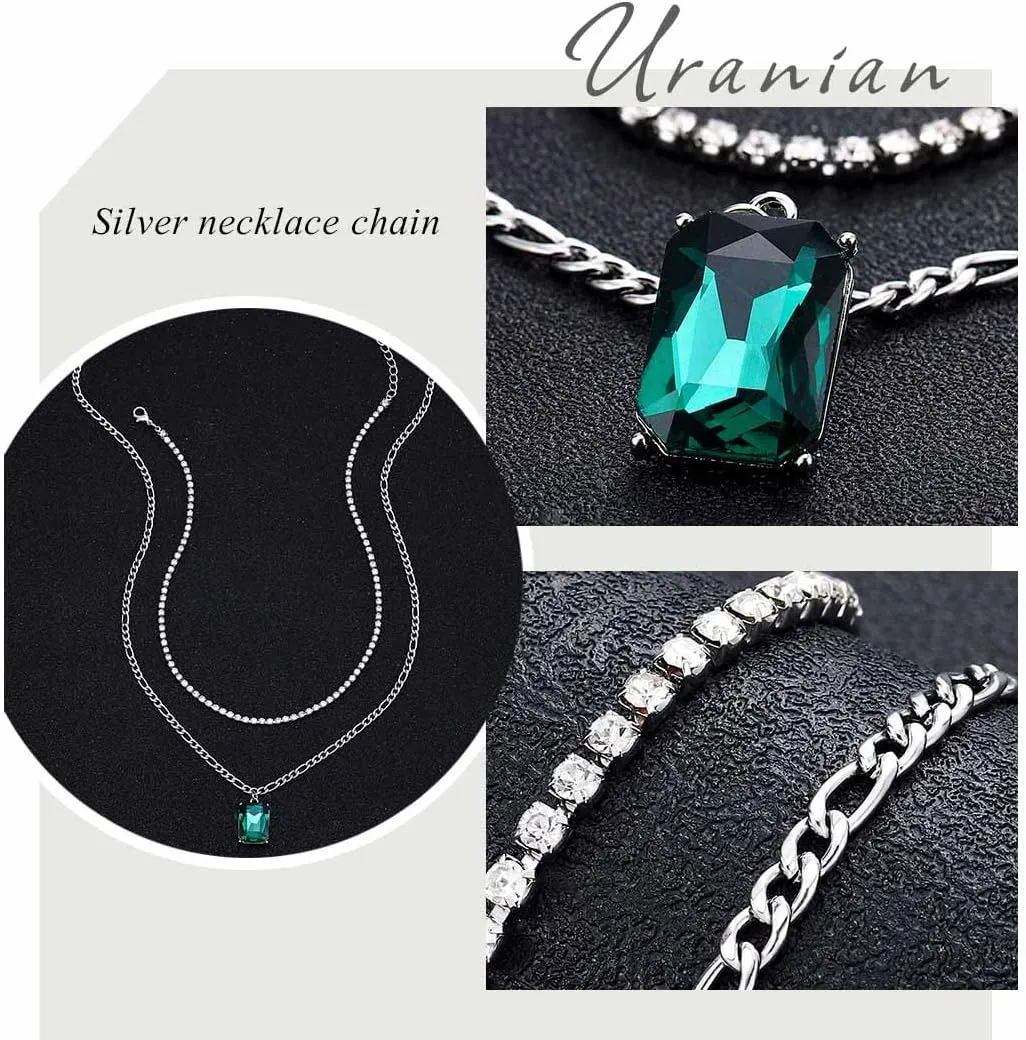 Uranian Layered Necklaces Gold Rhinestone Pendant Necklace Moon Heart Pearl Choker Necklaces Lock Key Paperclip Chain Accessories Layering Necklaces Jewelry for Women