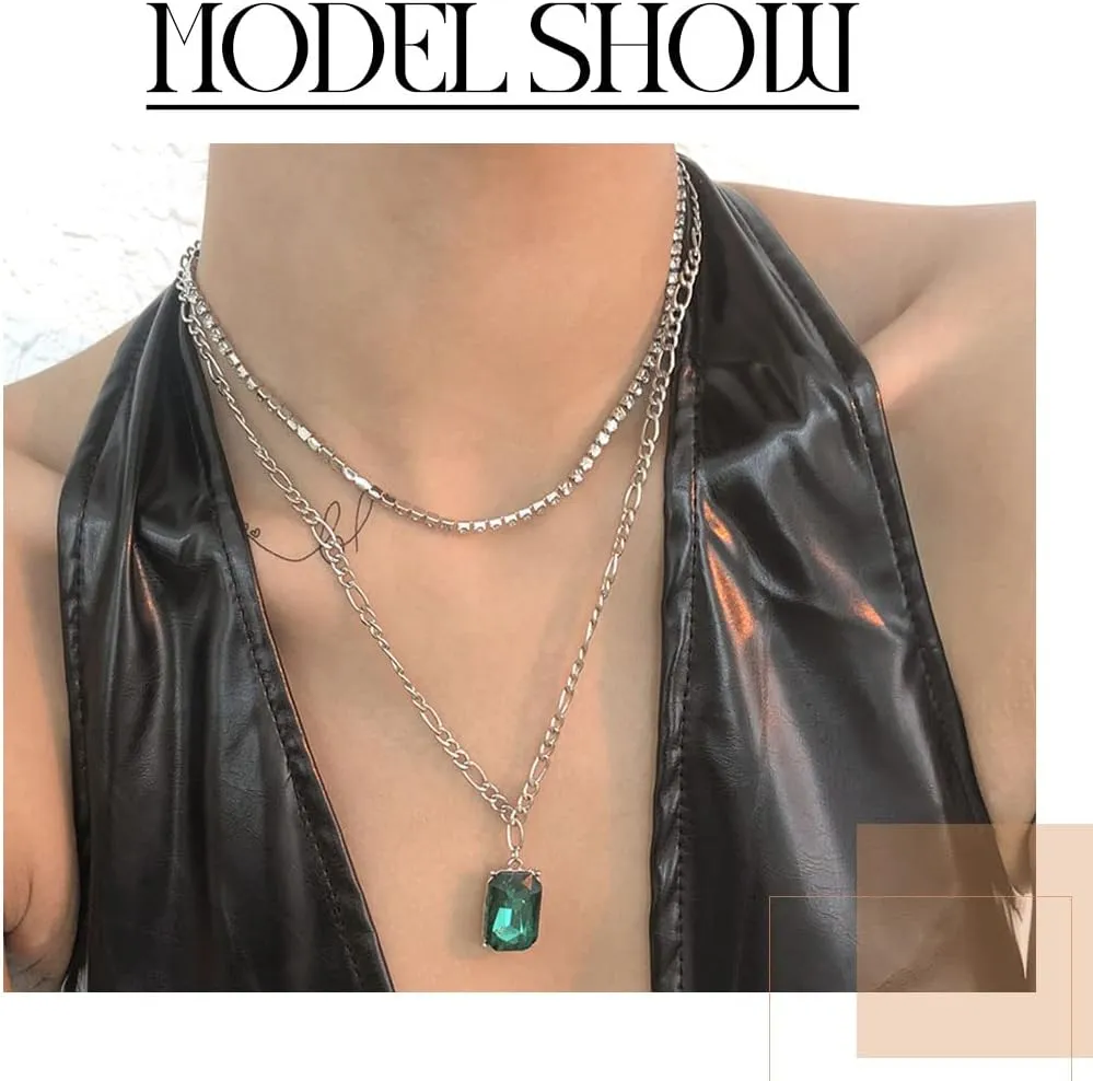 Uranian Layered Necklaces Gold Rhinestone Pendant Necklace Moon Heart Pearl Choker Necklaces Lock Key Paperclip Chain Accessories Layering Necklaces Jewelry for Women
