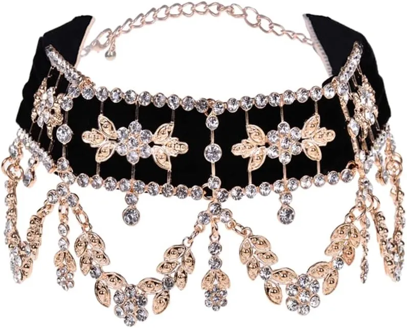 Vintage Rhinestone Pendant Necklaces Choker Clavicle Chain Statement Jewelry Adjustable Collar Necklaces