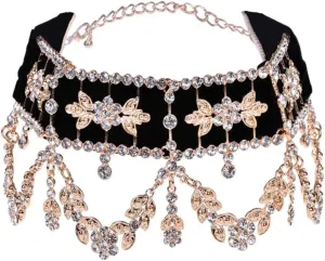 Vintage Rhinestone Pendant Necklaces Choker Clavicle Chain Statement Jewelry Adjustable Collar Necklaces