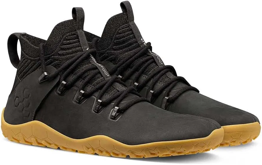 Vivobarefoot Magna FG Womens Barefoot Hiking Shoes | Waterproof, Lightweight & Puncture Resistant | All Weather & Terrains | Wide Fit Grounding Shoes | Leather Obsidian