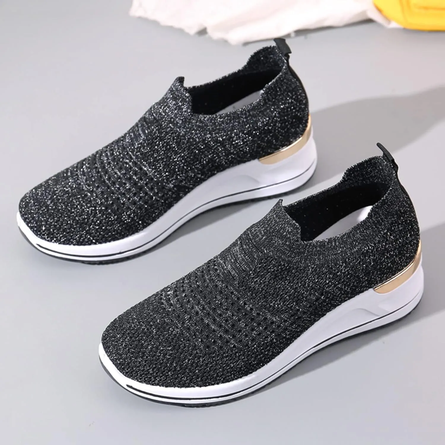Walking Orthopedic Shoes Women Arch Support Lightweight Breathable Slip On Sneakers Breathable Shoes Women Wedge Leisure Outdoor Running Fitness Shoes Sport Mesh Women's Internationalist Women Sneaker