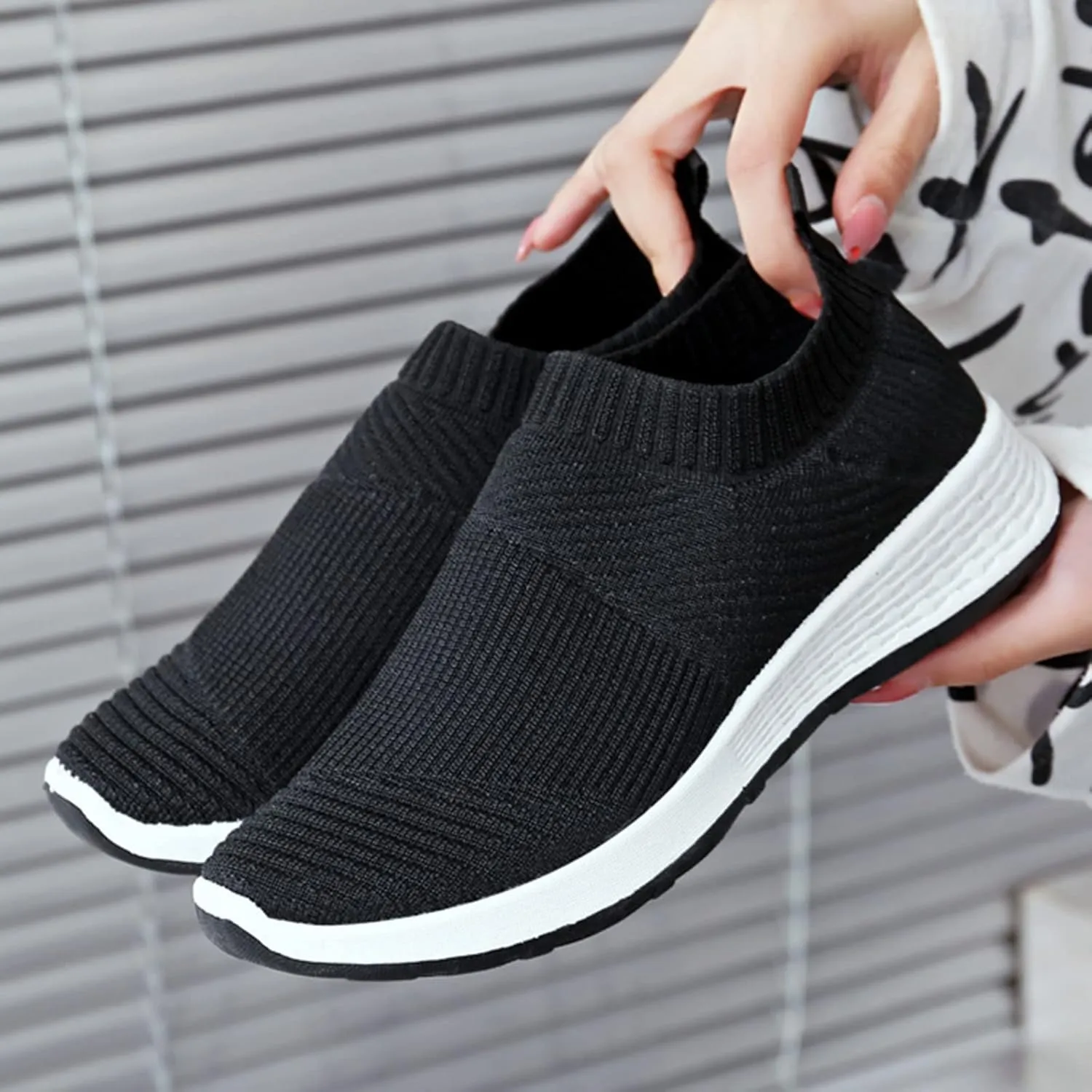 Walking Orthopedic Shoes Women Arch Support Lightweight Breathable Slip On Sneakers Breathable Shoes Women Wedge Leisure Outdoor Running Fitness Shoes Sport Mesh Women's Internationalist Women Sneaker