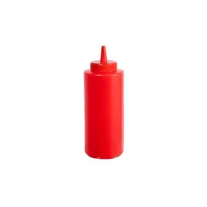 Winco PSB-08R 8 oz. Red Plastic Squeeze Bottles - 6/Pack