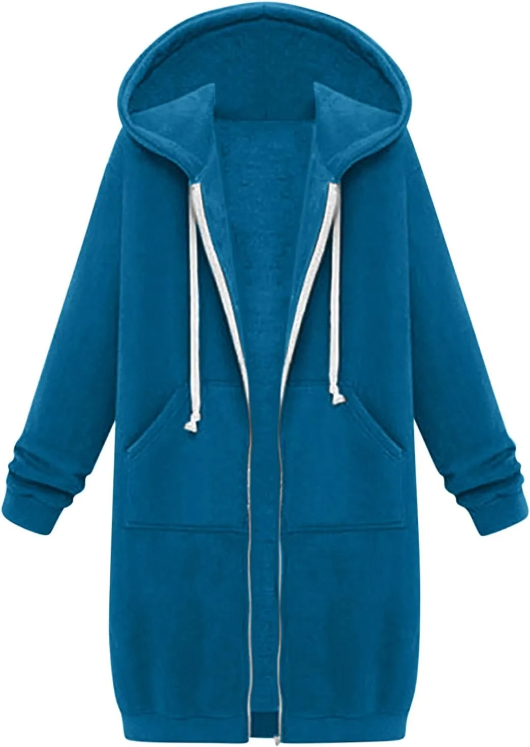 Winter Fleece Lined Women's Hoodies Casual Solid Soft Sherpa Sweatshirts Warm Zip up Tunic Long Coats with Pockets