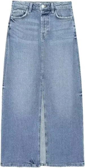 Woman Denim Long Skirt High Waist Midi Skirts Slit Jeans Skirts Streetwear Skirts