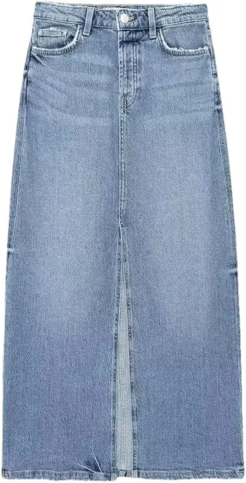 Woman Denim Long Skirt High Waist Midi Skirts Slit Jeans Skirts Streetwear Skirts