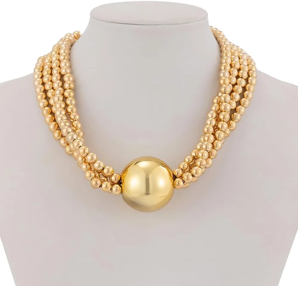 Women Boho 1920s Pearls Choker Necklaces Gold Silver Dainty Pearls Layered Choker Necklaces Fashion Chunky Pendant Multilayer Adjustable Layering Chain Necklaces for Women