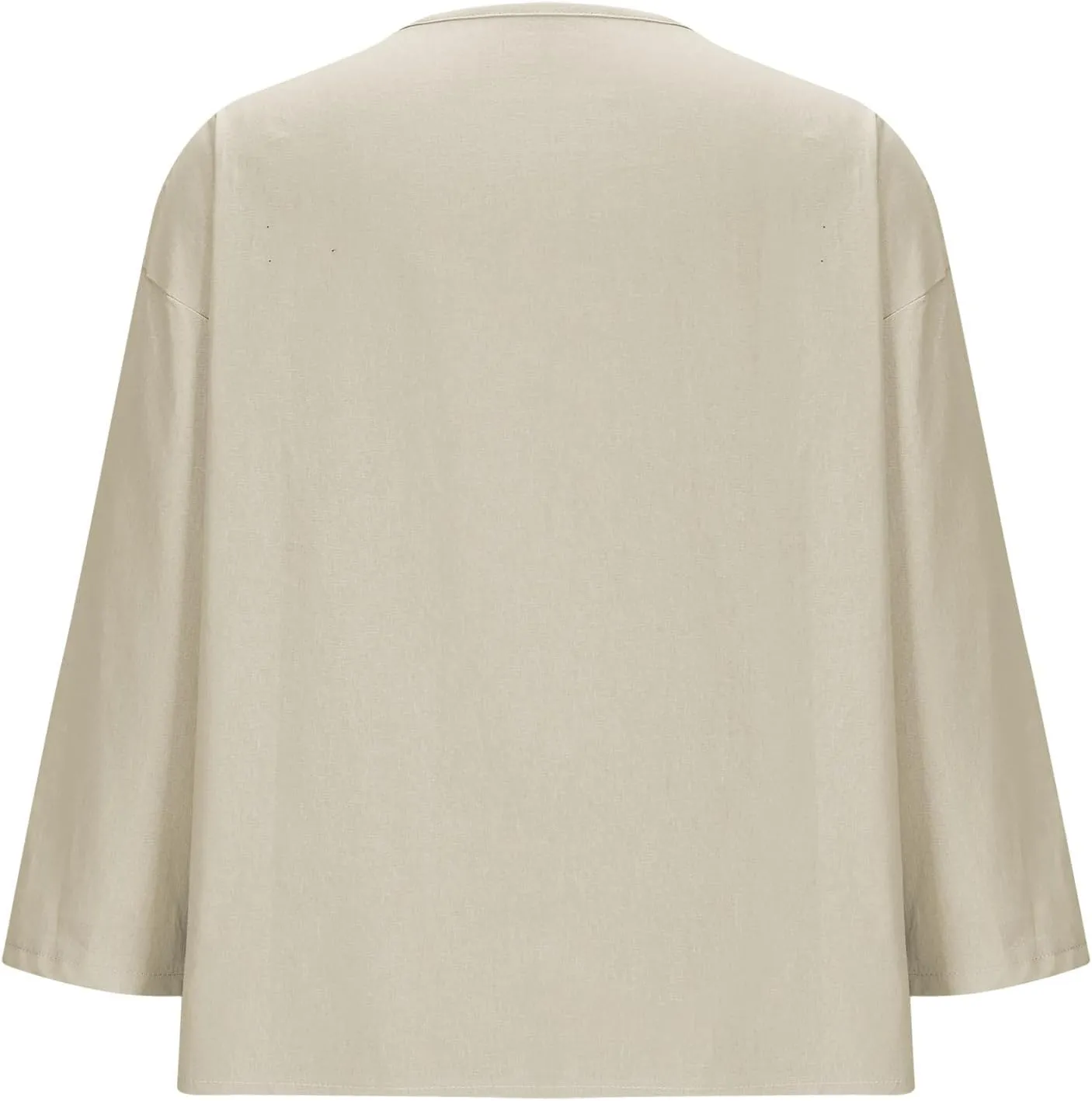 Women Boho Cotton Linen Tops Loose Fitting Summer Blouses 3/4 Sleeve V Neck Tunic Shirts Trendy Beach Clothing 2025